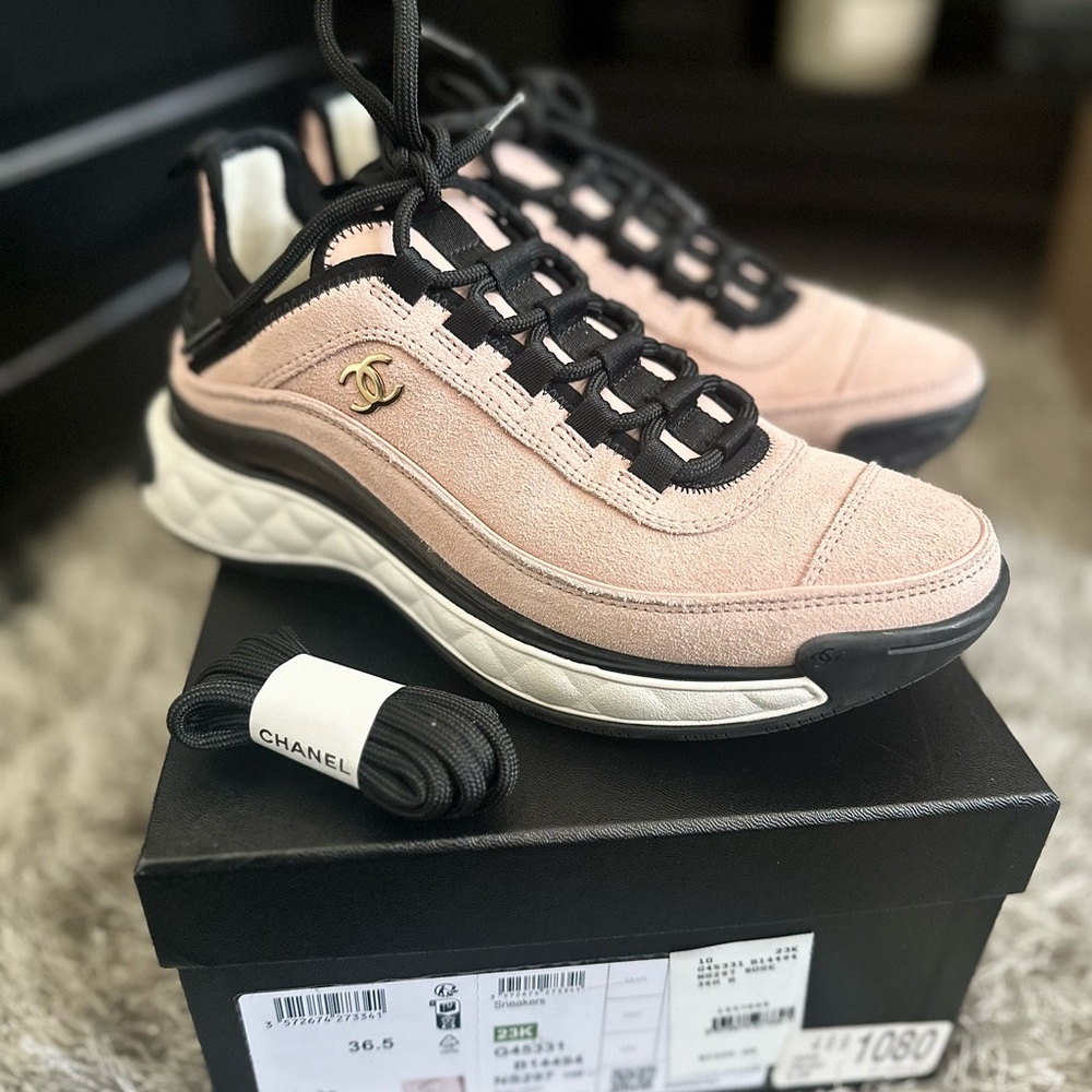 CHANEL Pink and Black Sneakers Modern Design
